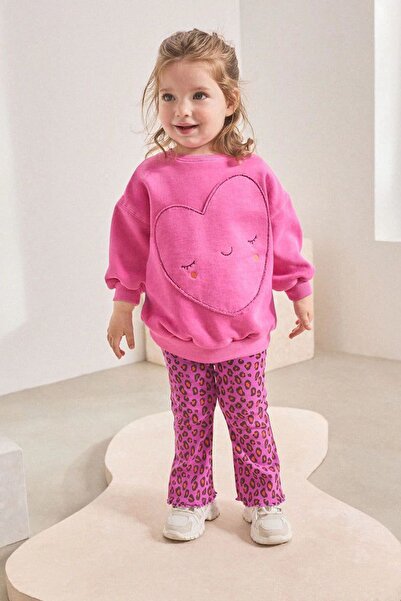 Minigimin Cicileri Set pentru fetiță cu legging leopard cu detaliu inimă over...
