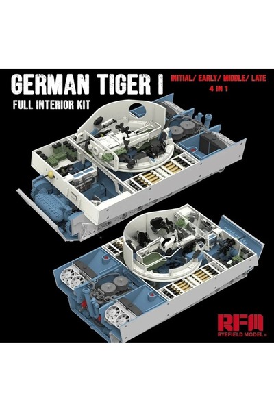Choice ملحقات ترقية طراز Ryefield RM-5141 طقم داخلي كامل للطائرة الألمانية Tiger I، المستوى الأولي/المبكر/المتوسط/...