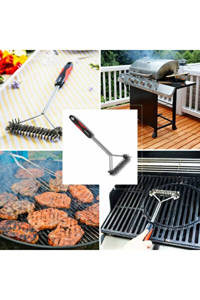 Klausberg KB 7898 Barbecue Cleaning Brush, 41.5 cm, Hanging hole, Stainless steel, Black/Red