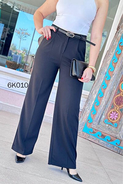İnce Topuk Belted Full Lycra Palazzo Trousers 6K010
