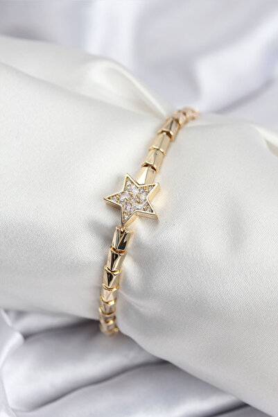 Twin Store Brass Vip Series Gold Color Zircon Stone Star Model Women's Bracelet