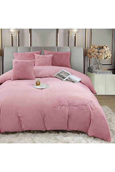JOJO HOME Bedding, Cocolino Rabbit Fur, 2 Persons, 6 Pieces, with ELASTIC, Pink