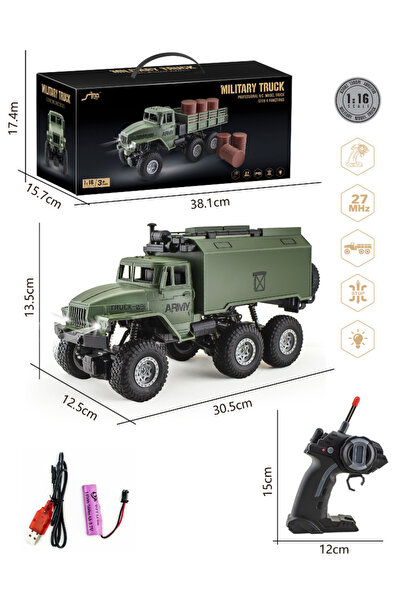 Choice شاحنة عسكرية RC 6 × 6 سيارة تحكم عن بعد بمقياس 1/16 شاحنة تحكم عن بعد ...