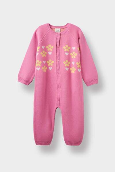 DeFacto Baby Girl Newborn Floral Long Sleeve Knitwear Romper F3224A525Wn