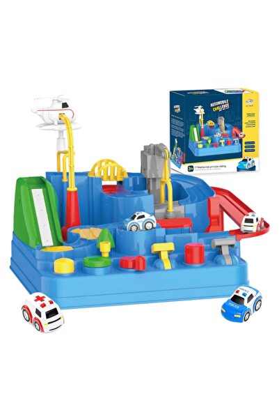 OEM Set de pistă interactivă pentru mașini cu obstacole, elemente mobile, butoane de control, 2 mașini, jucărie pentru copii