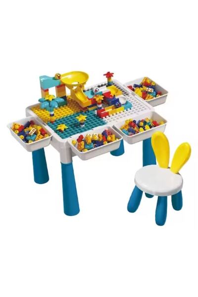 OEM Τραπέζι Δραστηριοτήτων Παιχνιδιού 6 σε 1 με 85 Κομμάτια Κατασκευής, Καρέκ...