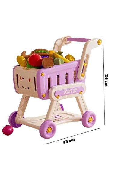 OEM Μωβ Παιδικό Καλάθι Αγορών, 32 Τυχαία Φρούτα και Λαχανικά