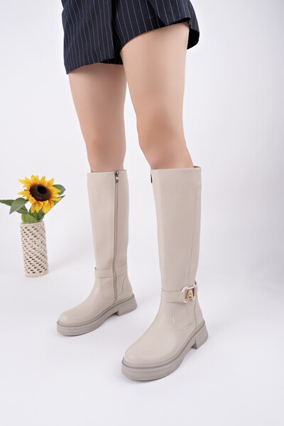 MUGGO Γυναικείες μπότες AVENTRA με φερμουάρ και λεπτομέρεια με ζώνη και αγκράφα