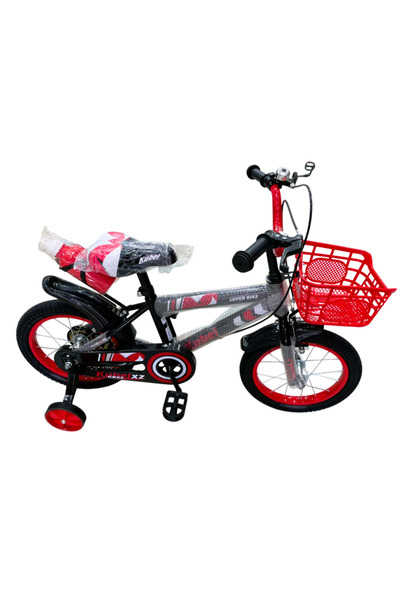 United 14 inch kids bike with front basket and rear water bottle holder, red