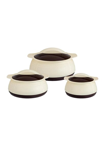 ORIAN MILTON White, Beige and Brown 3-Piece Food Container Set