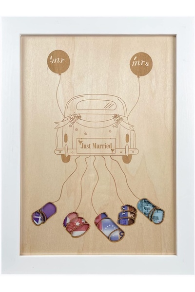 HLLMploy cadou de nuntă, lemn/hârtie/acril, multicolor