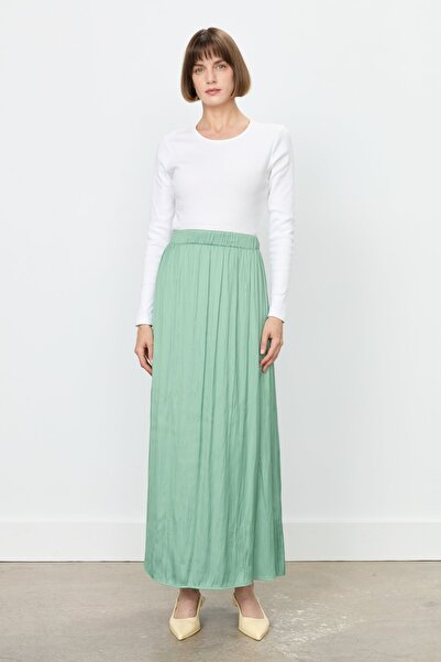 Nihan Beli Lastikli Crash Etek Elma Yeşili