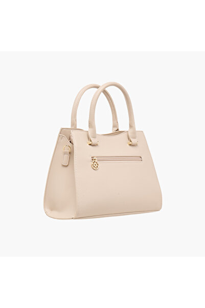 SASHA Monogram Embossed Tote Bag with Detachable Strap and Zip Closure