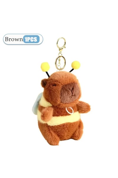 Choice Brown-1PC 1-10PCS Brown Soft Capybara Key Ring Cross Dressing Funny Plush Bee Pendant Fur Pulling Ro