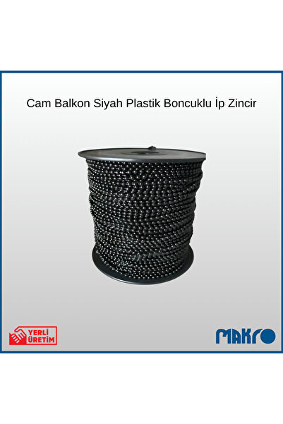 GLASSMAKRO Cam Balkon Plastik Siyah Boncuklu Ip Zincirleri - 50 METRE