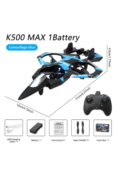 Choice طائرة مقاتلة K500 MAX زرقاء تعمل بالتحكم عن بعد 2.4 جيجا هرتز، طائرة ش...