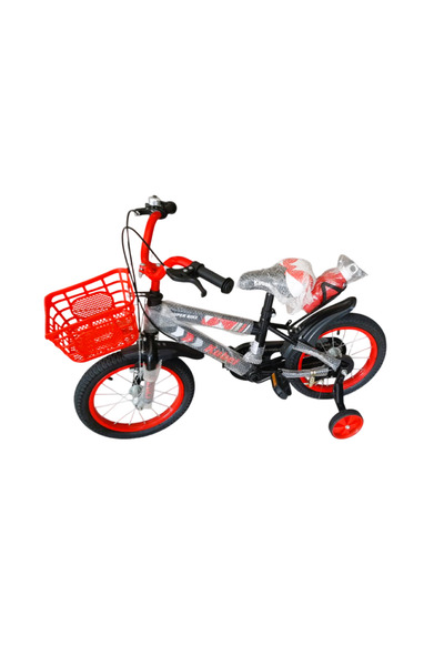 United 12 inch kids bike with front basket and rear water bottle holder, red