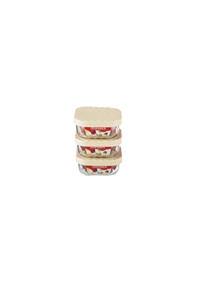 ORIAN Set of 3 small thermal glass containers with lids, multi-colored, 200 ml