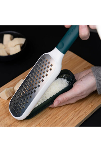 Trebonn Grate + Collect 1423100 Grater with Container, Soft Handle, Stainless Steel, Green/White