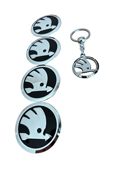 İKTUNING SKODA LOGOLU 4 ADET 56 MM ALÜMİNYUM JANT GÖBEK VE ÇİFT YÖNLÜ METAL A...