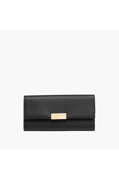SASHA Textured Wallet with Flap Closure