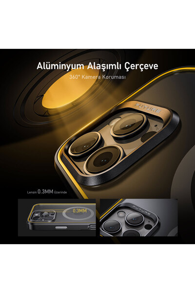 Aohi The Future iPhone 16 Pro Case Black, Full Coverage Unbreakable Tempered Glass Protection