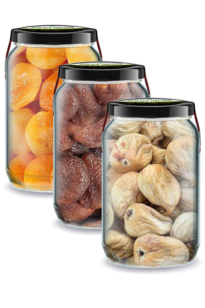 Zencefil Organik Mountain Fig + Day Dried Apricots + Yellow Malatya Apricots Bi Jar 660 Cc. New Crop in Glass Jars