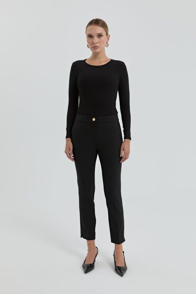 Nihan Iron Tracked Narrow Leg Trousers Black