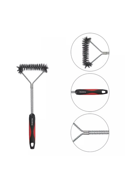 Klausberg KB 7898 Barbecue Cleaning Brush, 41.5 cm, Hanging hole, Stainless steel, Black/Red