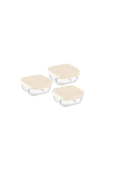 ORIAN Set of 3 small thermal glass containers with lids, multi-colored, 200 ml