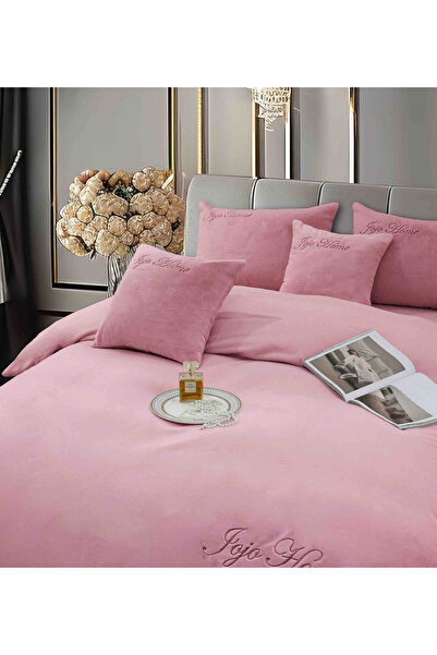 JOJO HOME Bedding, Cocolino Rabbit Fur, 2 Persons, 6 Pieces, with ELASTIC, Pink