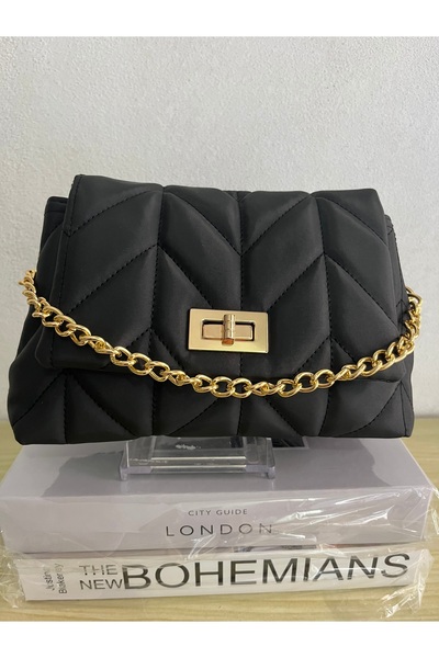 paris dünyası Pofy zincirli siyah çapraz omuz çantası