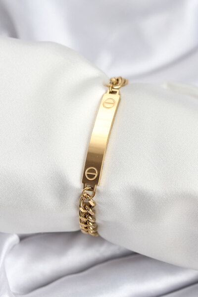 Clariss 316L Steel Gold Color Women's Bracelet Suitable for Writing Letters
