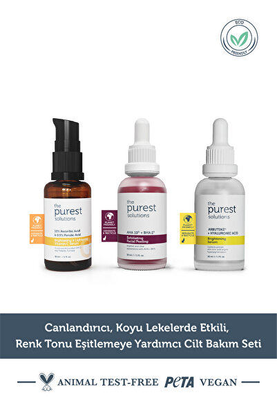 The Purest Solutions Canlandırıcı, Koyu Lekelerde Etkili, Renk Tonu Eşitlemeye Yardımcı Cilt Bakım Seti