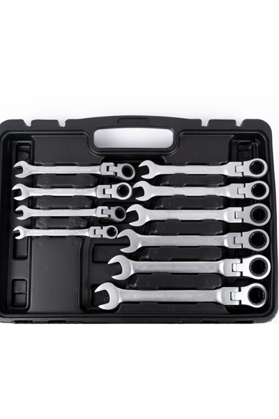 STBON Ratchet combination wrench set, articulated head, 8-24mm, 14 pieces