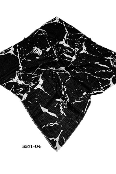 Sedef tuhafiye 5571 Siyah Beyaz Flamlı Pamuk Eşarp