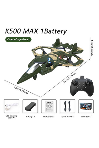 Choice طائرة مقاتلة K500 MAX RC خضراء، تعمل بتردد 2.4 جيجاهرتز، مزودة بجهاز تحكم عن بعد، طائرة شراعية دوارة 360 درجة، مزودة بخاصية EPP Foa