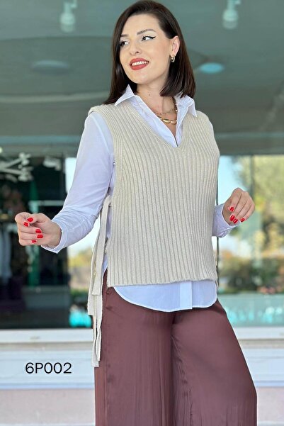 İnce Topuk Prive Seri Gömlekli Triko Bluz 6p002