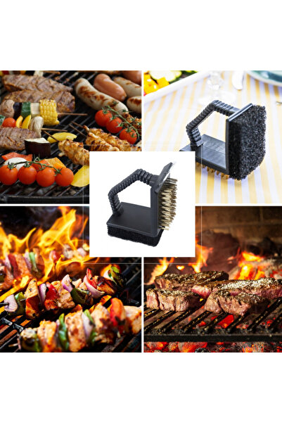 Kinghoff KH 1913 3in1 Barbecue Cleaning Brush, 12x10x7 cm, Ergonomic, Universal compatibility, Black