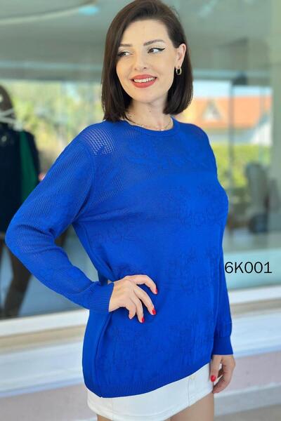 İnce Topuk Floral Pattern Openwork Knitwear Blouse 6K001