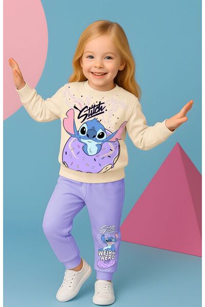 Yağmur Giyim PJK2İ Set de trening pentru fete, 100% bumbac, cu modele de cusă...