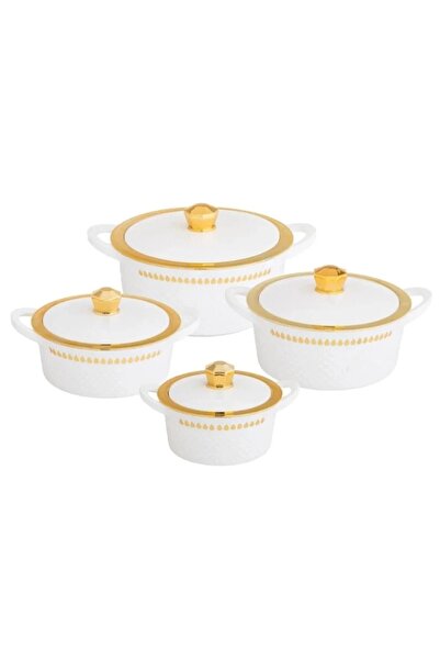 ORIAN 4 قطع من حاويات الطعام البلاستيكية الهندية باللونين الأبيض والذهبي