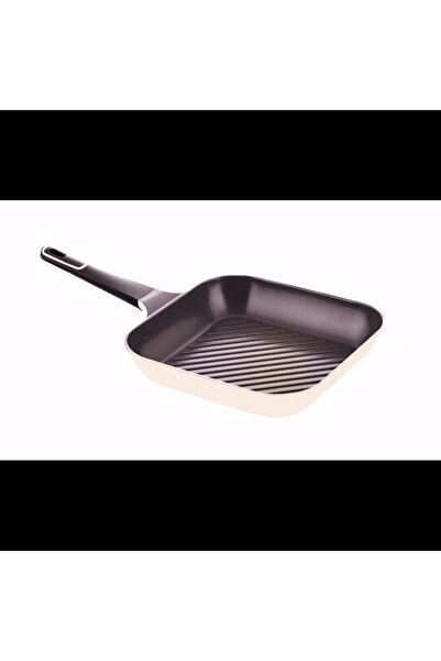 ORIAN مقلاة شواء سيراميك كورية من نيوفلام، 28 سم، بيج