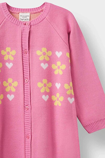 DeFacto Baby Girl Newborn Floral Long Sleeve Knitwear Romper F3224A525Wn