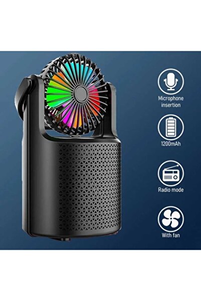 kamptek kamp teknolojisi Vantilatörlü Hoparlör RGB LED Işıklı Fonksiyonel Spe...