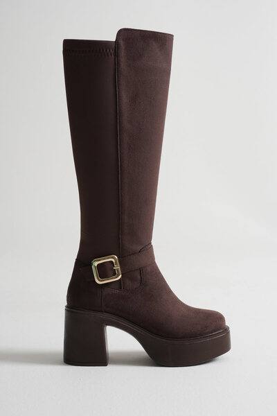 EMOYRA Γυναικείες μπότες με αγκράφα Woly Daily Bitter Brown Suede