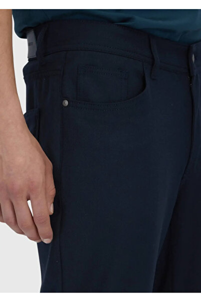 Ramsey Navy Blue Plain Woven Slim Fit Casual Trousers