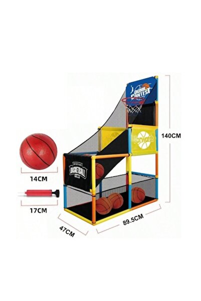 OEM Joc arcade, set coș de baschet, pentru copii, cu panou, 5 mingi, plasă și pompă inclusă, 140x47