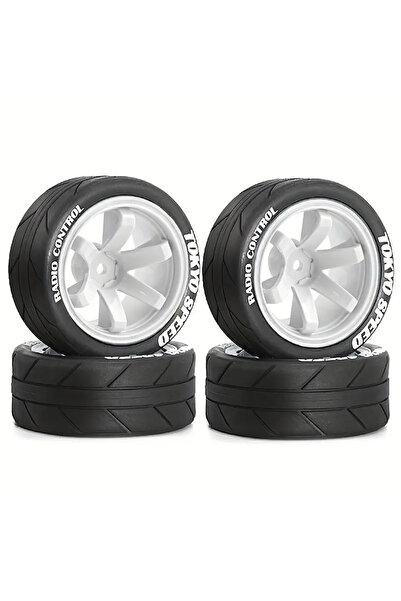 Choice WHITE 4pcs 65mm Rubber Tires Wheels 12mm Hex for Tamiya TT01/TT02/XV01/TA06/PTG-2 1/10 RC Car Upgrad