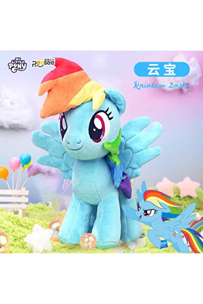 Miniso ألعاب ماي ليتل بوني القطيفة الجديدة باللون الأزرق 30 سم، توايلايت سباركل، بينكي باي، راريتي، فلاترشاي جاك، رينبو دي